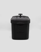 Better Underground coffee compost bin in black, front view – recycled materials, sustainable design