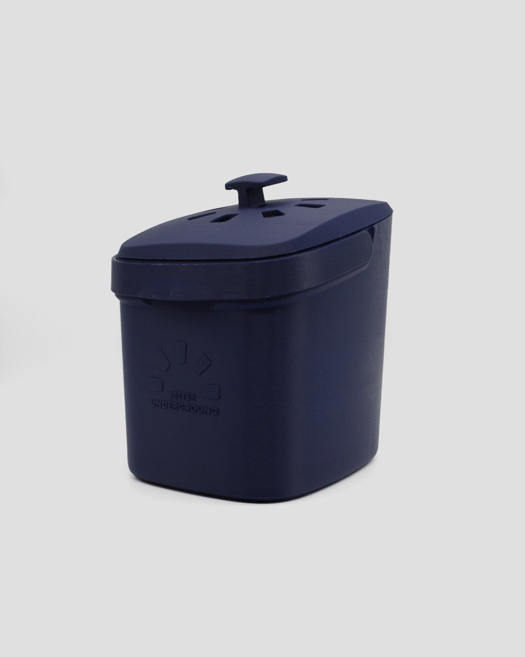 Better Underground coffee compost bin in blue, lifestyle view – eco-friendly kitchen composting