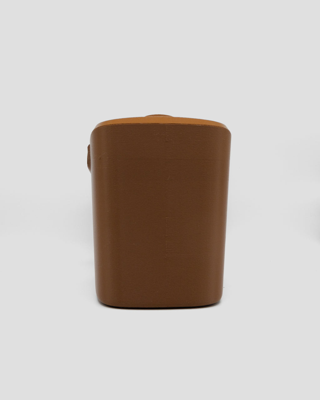 Better Underground coffee compost bin in brown, styled in kitchen – rear view -designer compost bin Australia