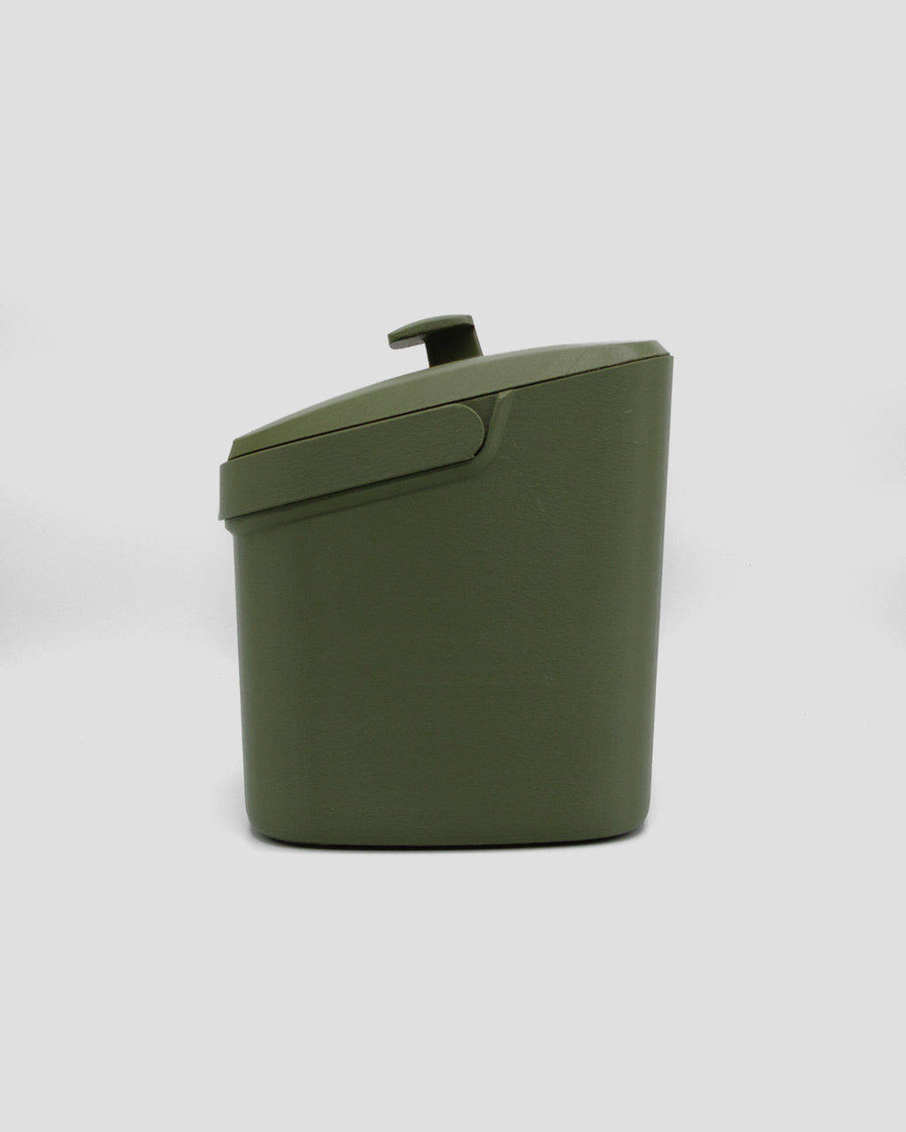 Better Underground coffee compost bin in olive green, side view – sleek minimal kitchen compost bin