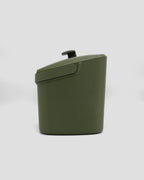 Better Underground coffee compost bin in olive green, side view – sleek minimal kitchen compost bin