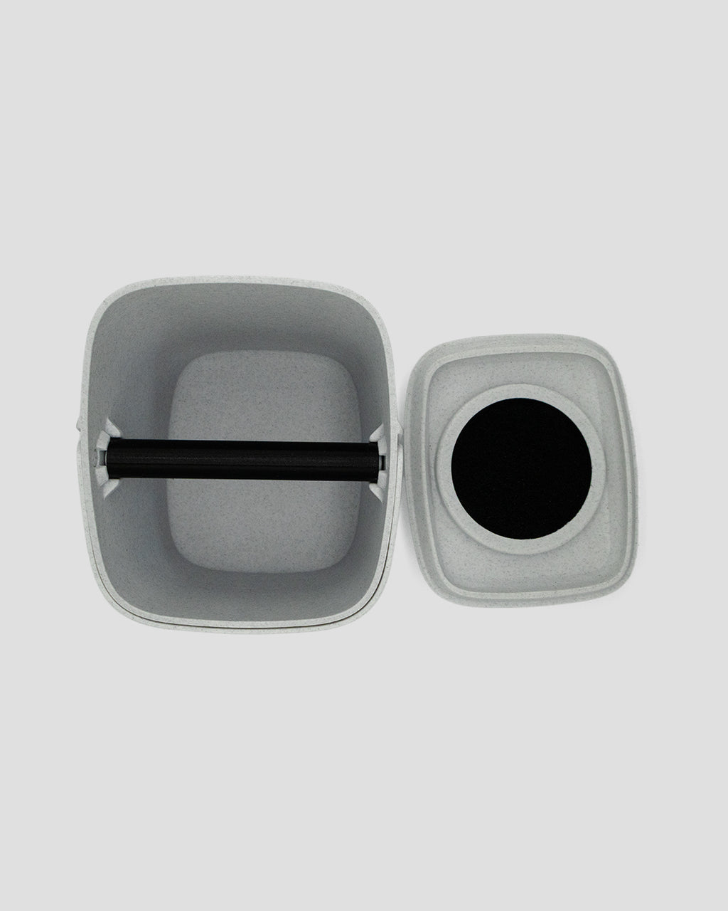 Better Underground coffee compost bin in marble, close-up, top-view – aeration design, recycled plastic